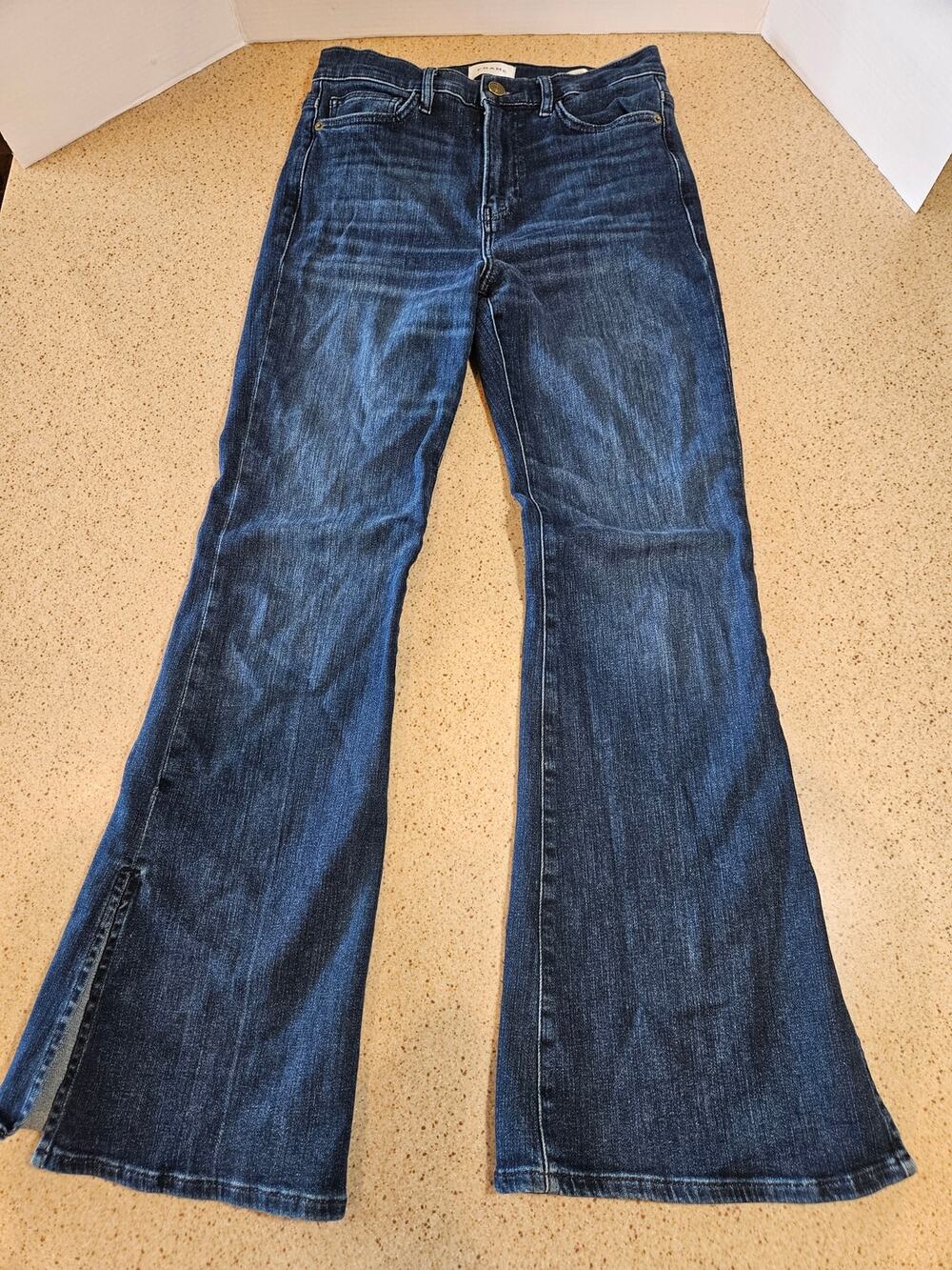 FRAME Le Easy Flare Side Slit Jeans Dark Wash
